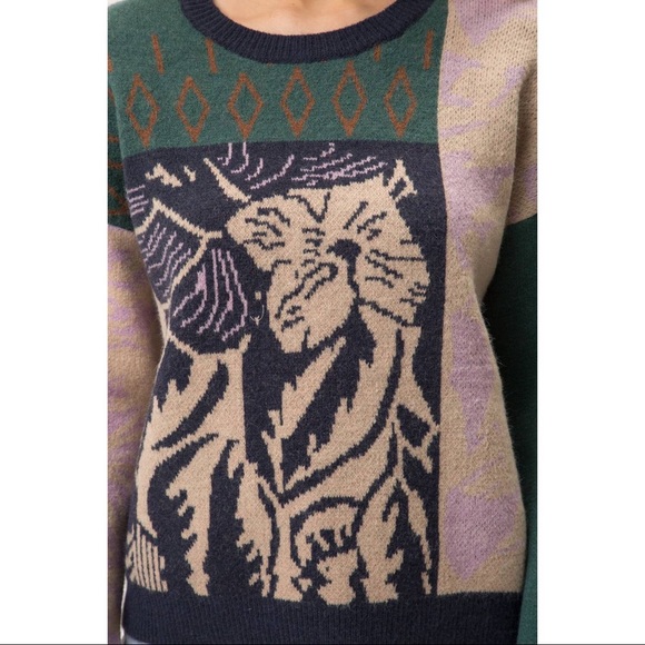 LAST! Floral Colorblock Navy Mix Sweater - Picture 10 of 12